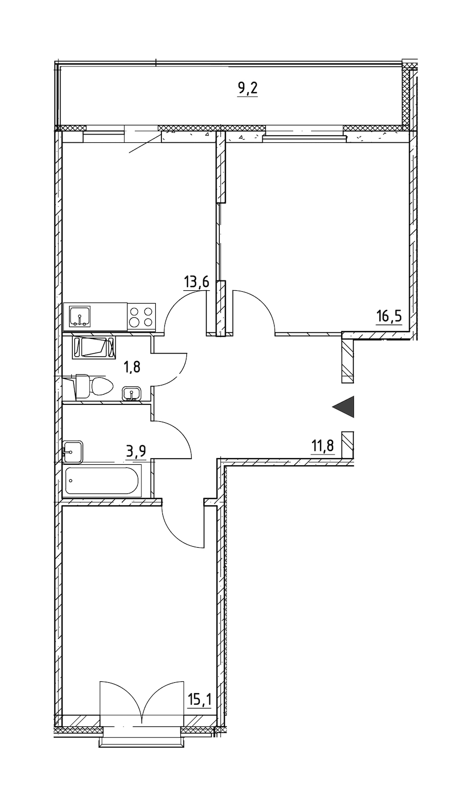 2-комнатная квартира 67.3 м², 7/8 эт., ЖК «Квартал Che»
